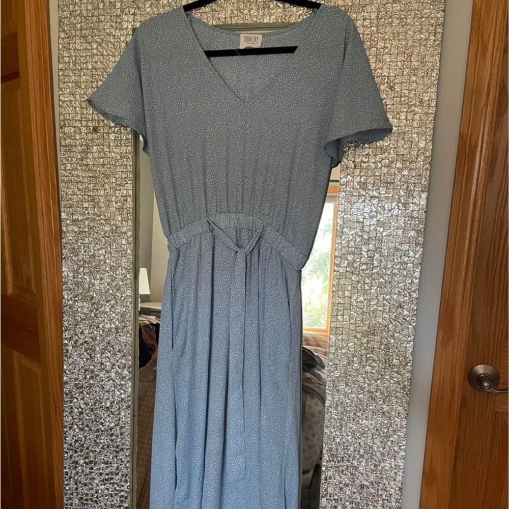 Blue and white dress